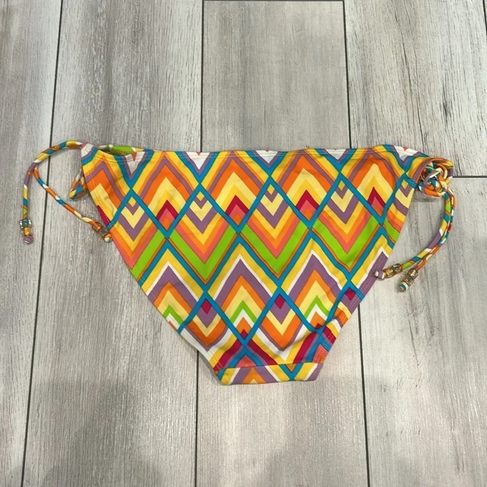 Wet Seal Retro print side tie bikini swim bottoms size XL